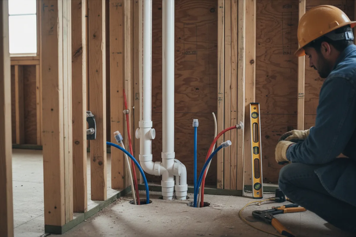 Drain and supply rough-in during Drain Cleaning in Kaplan