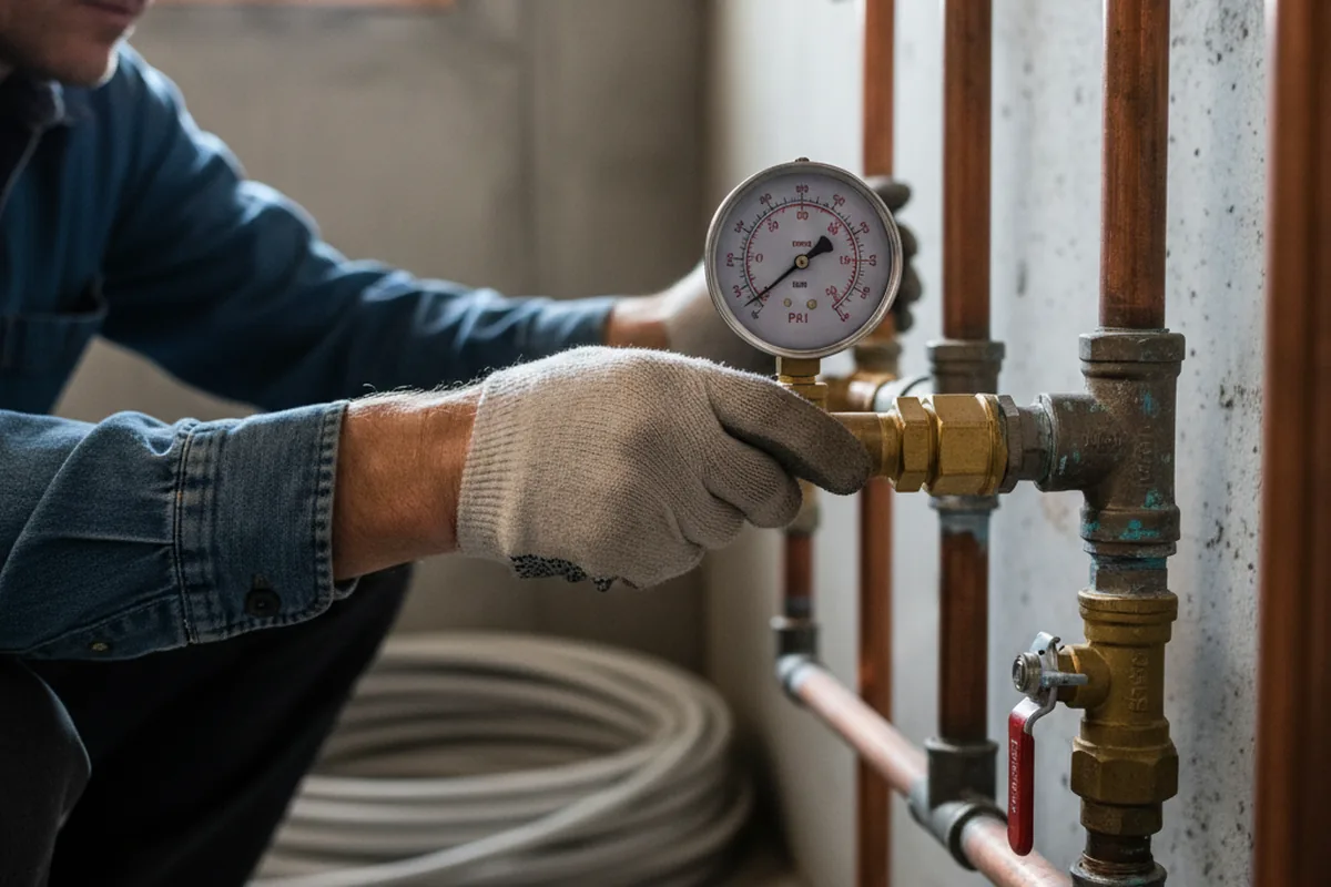 Pressure testing a repaired line during Water Line Repair in Kaplan