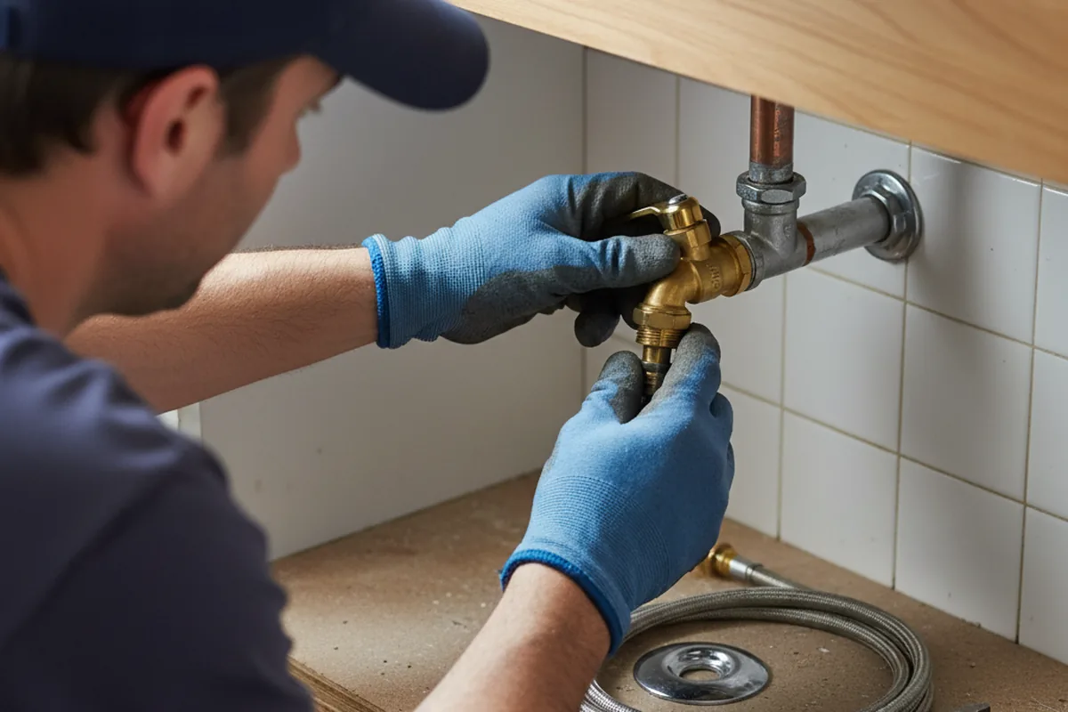 Shutoff valve and fitting work during Burst Pipe Repair in Kaplan